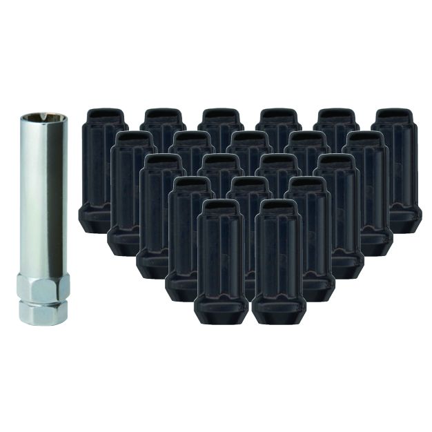 RTX® • TN0308B-24 • XL Lug Nut Kits • Spline Drive XL Lug Nuts & Key • Black • Conical • 14M X 1.5