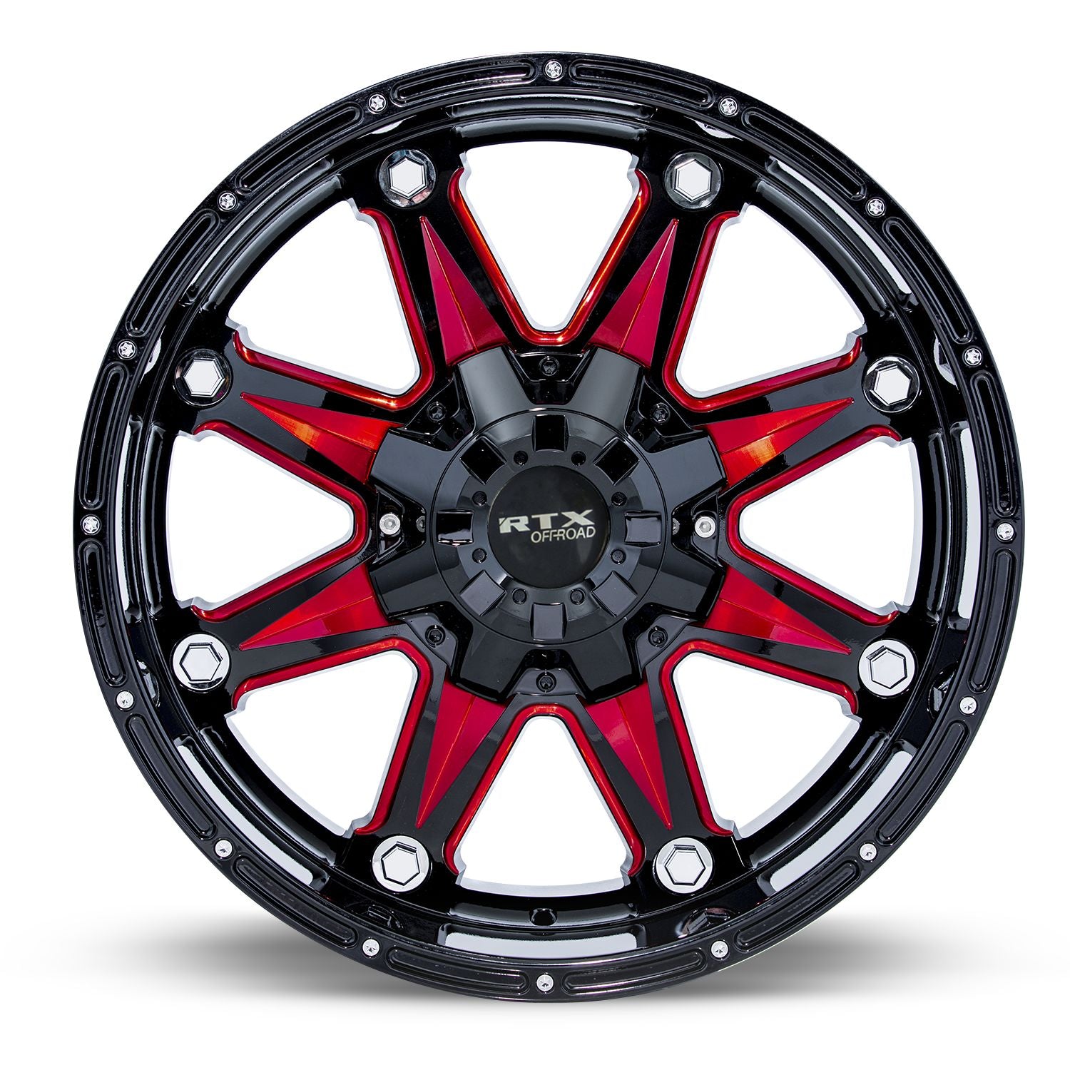 Spine • Black with Milled Red Spokes • 18x9 6x135/139.7 ET10 CB87.1