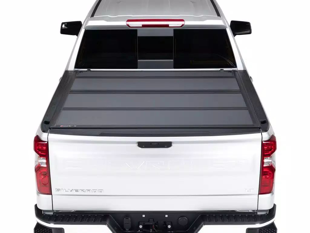 BAK® • 448134 • BakFlip MX4 • Premium Folding Tonneau Cover • Chevrolet Silverado/GMC Sierra 2500 HD/3500 HD 8' 20-22