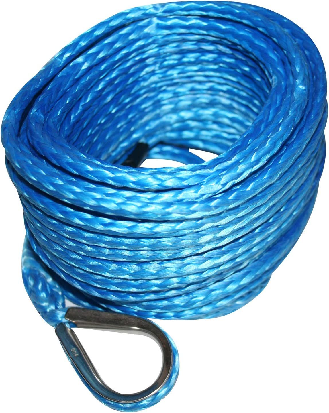 Bulldog Winch 20095 - Blue Synthetic Rope, ATV/UTV 6mm x 50, 6K
