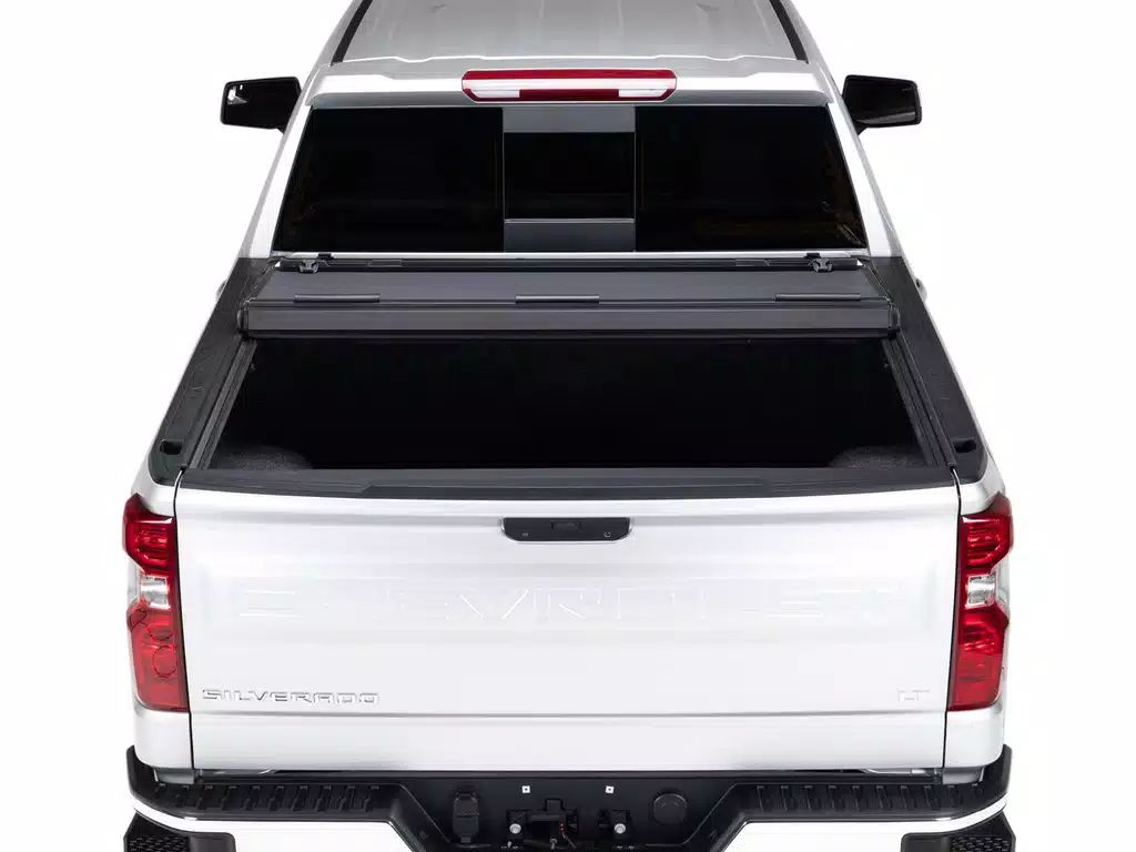 BAK® • 448134 • BakFlip MX4 • Premium Folding Tonneau Cover • Chevrolet Silverado/GMC Sierra 2500 HD/3500 HD 8' 20-22