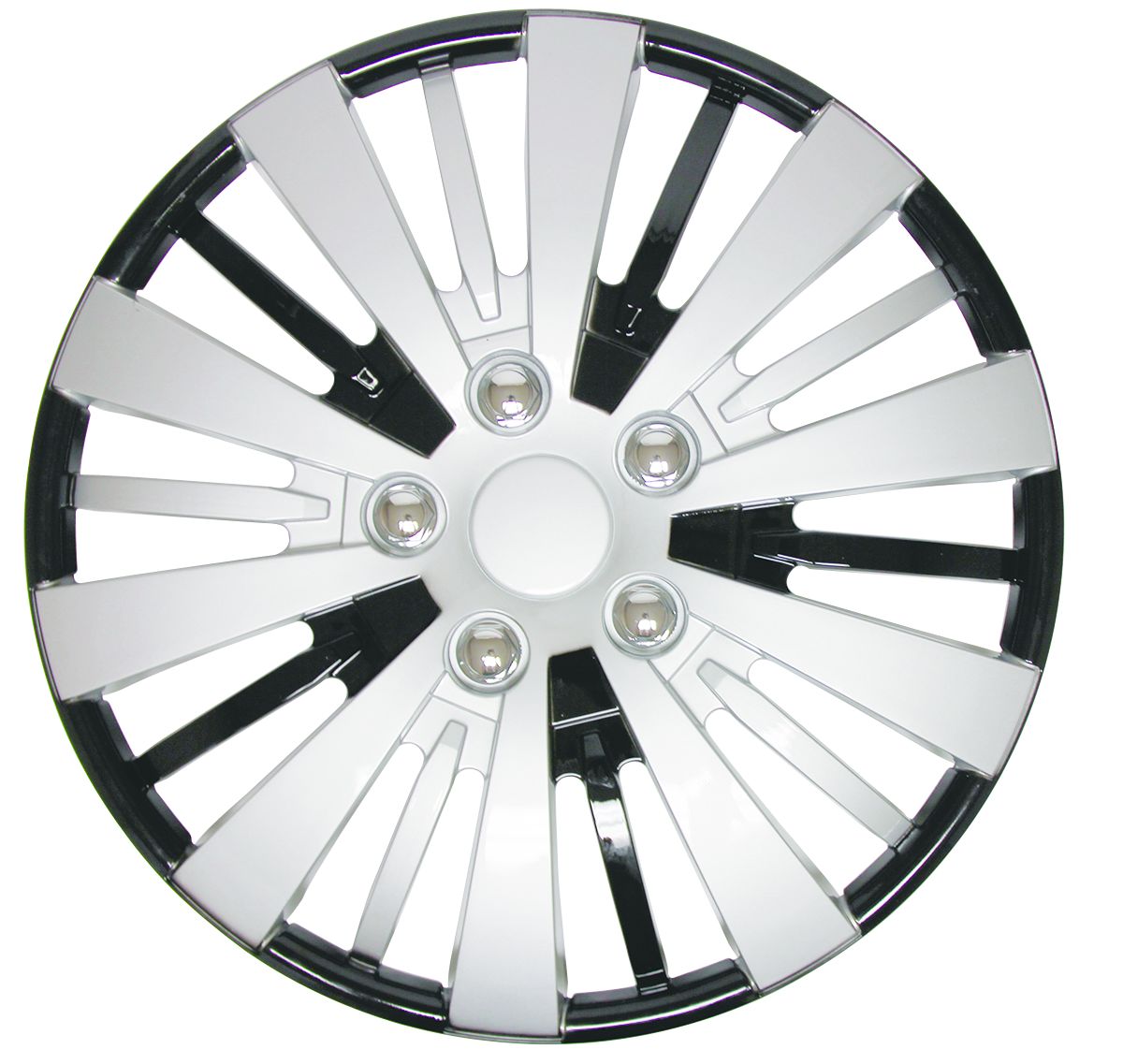 RTX CF80-1464SB  - (4) ABS Wheel Covers - Black & Silver 14"