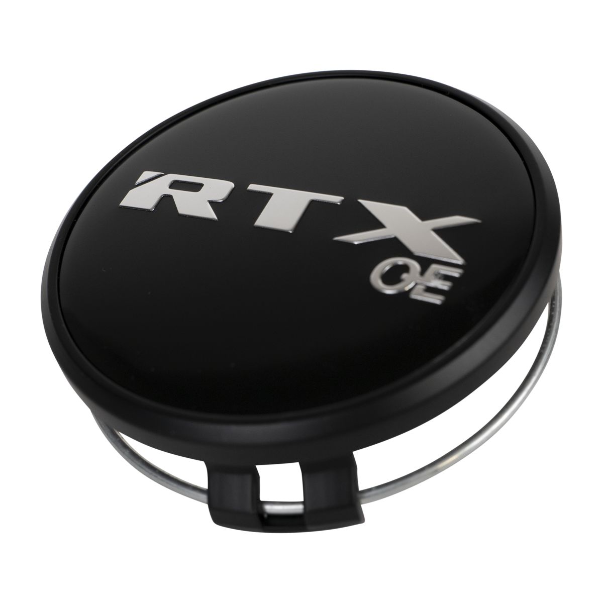 RTX 9086K75BOE - Center Cap Matte Black with Chrome RTXoe with Black Background