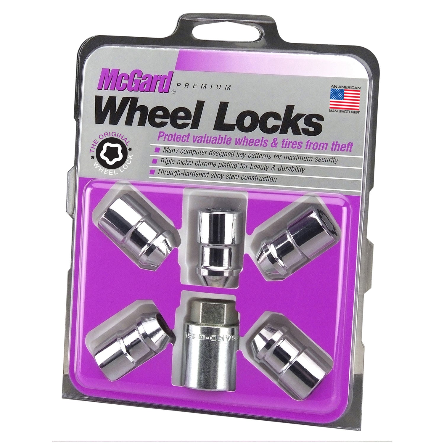 McGard 24537 - Chrome Cone Seat Wheel Lock (Set of 5) 12x1.5 1.46" Hex 19mm