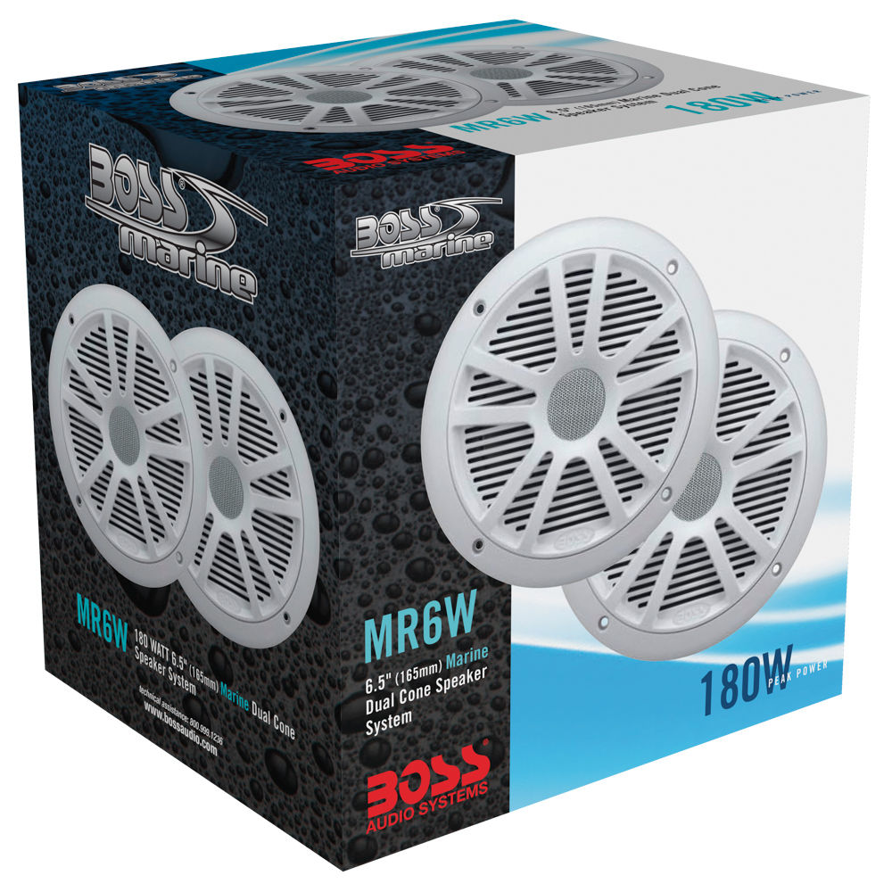 Boss MR6W - 6.5" Dual Cone 180W Marine Full Range Speakers. (Sold in Pairs)