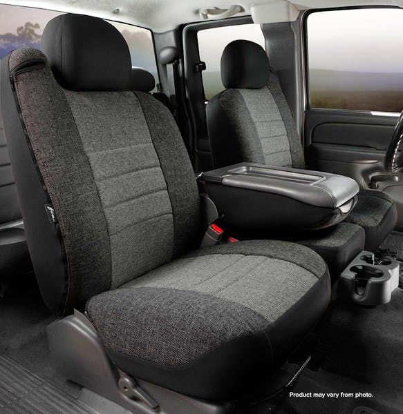 FIA® • OE37-35 CHARC • OE • Original equipment tweed custom fit truck seat covers. • Ford F-150 15-23 / 250,350 17-23 (SuperCrew, SuperCab)